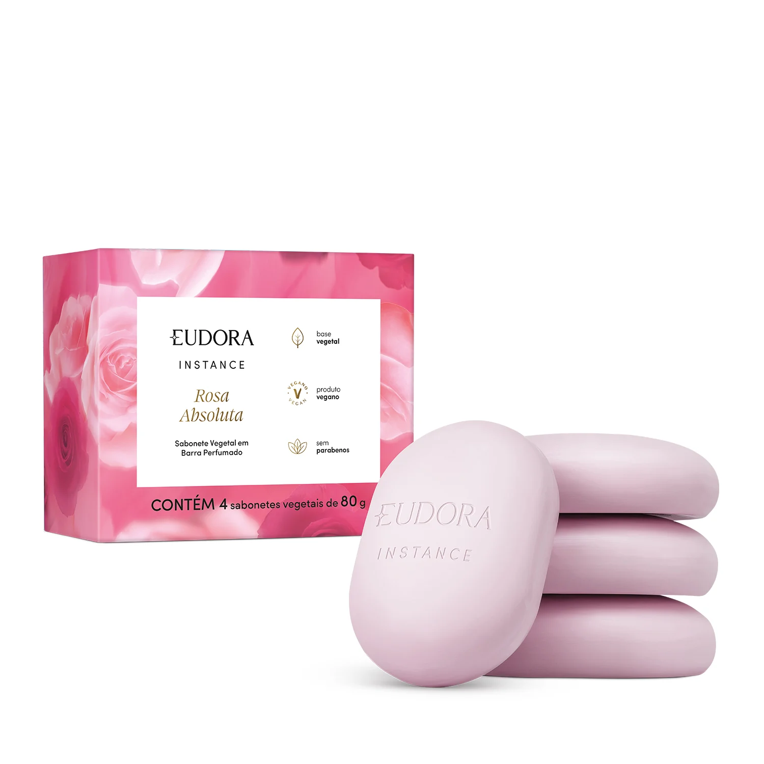 Sabonete Vegetal em Barra Instance Rosa Absoluta 80g (4 unidades)