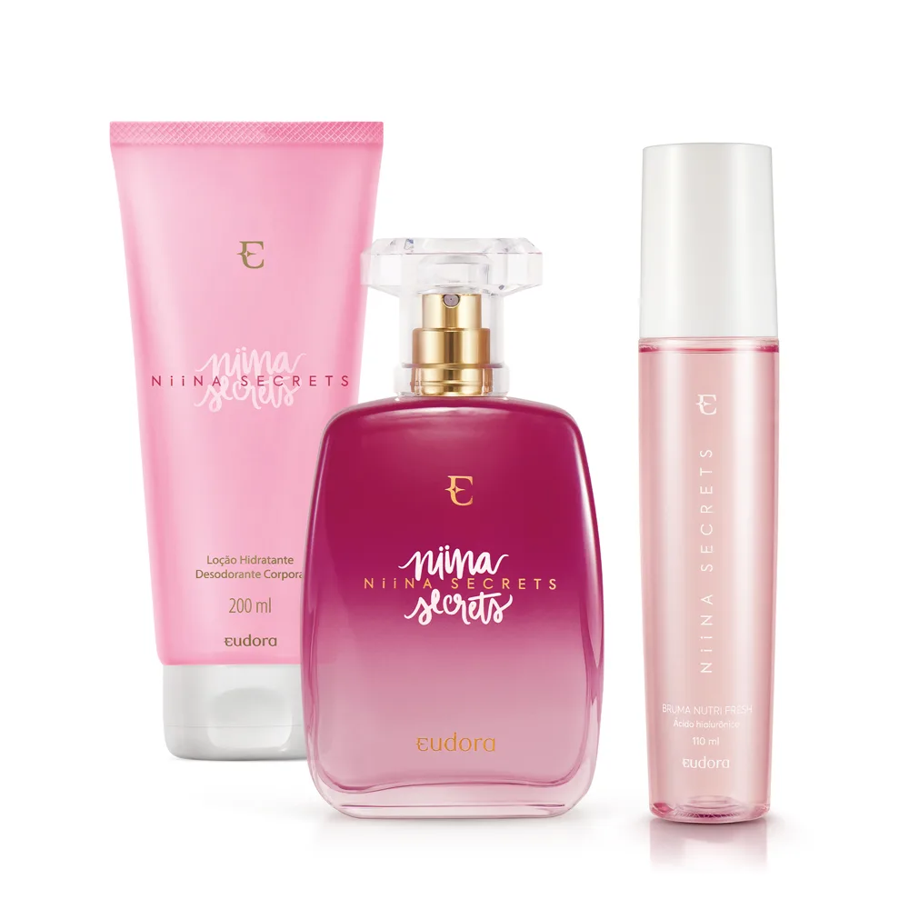 Combo Niina Secrets: Desodorante Colônia + Loção Corporal + Bruma Facial